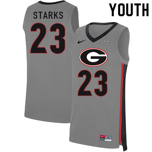 Youth #23 Mikal Starks Georgia Bulldogs College Basketball Jerseys Sale-Gray